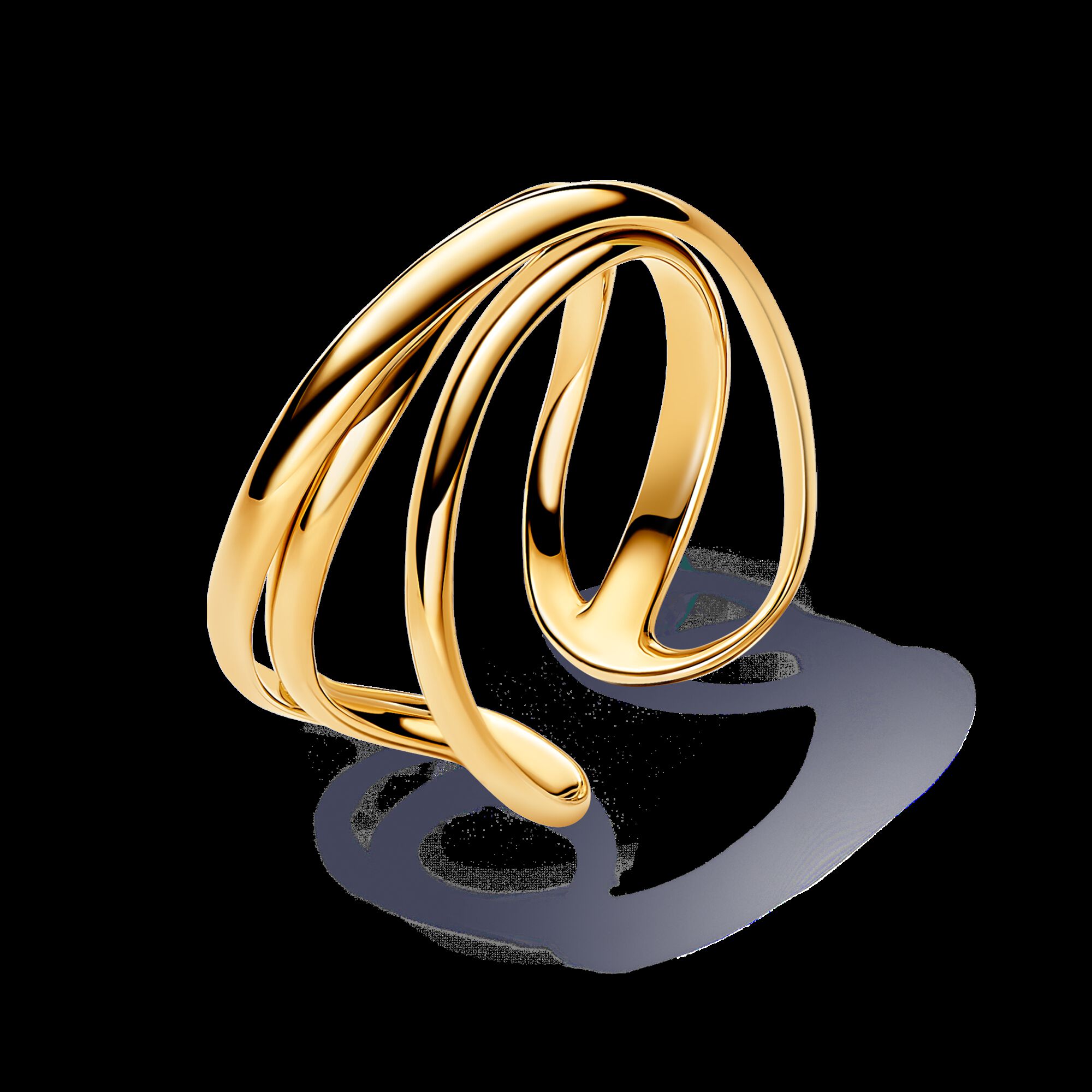 Organically Shaped Triple Band Open Ring | Gold plated | Pandora TH