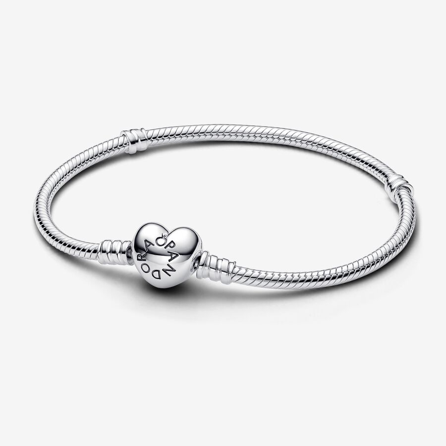 Moments Silver Bracelet with Heart Clasp image number 0