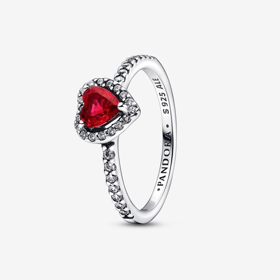 Elevated Red Heart Ring | Sterling silver | Pandora TH