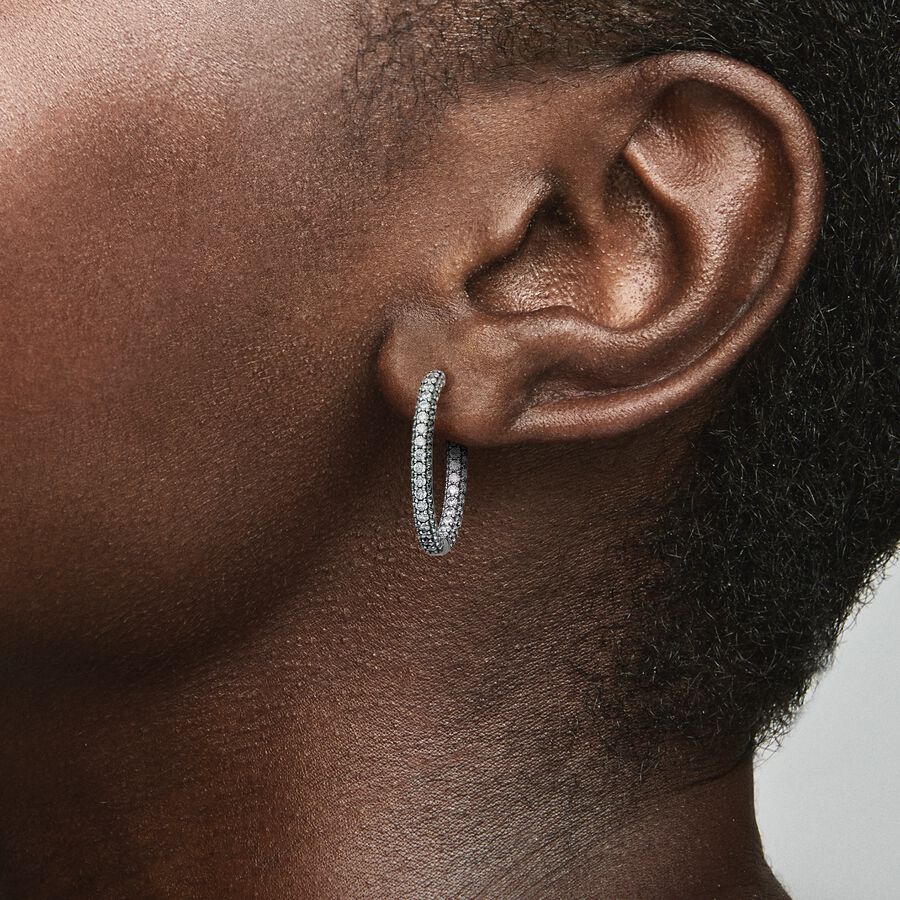 Pandora Timeless Pave Single-Row Hoop Earrings