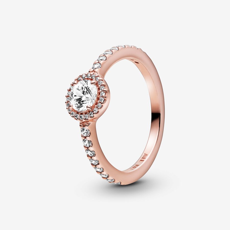 Round 14k rose gold-plated ring with clear cubic zirconia image number 0